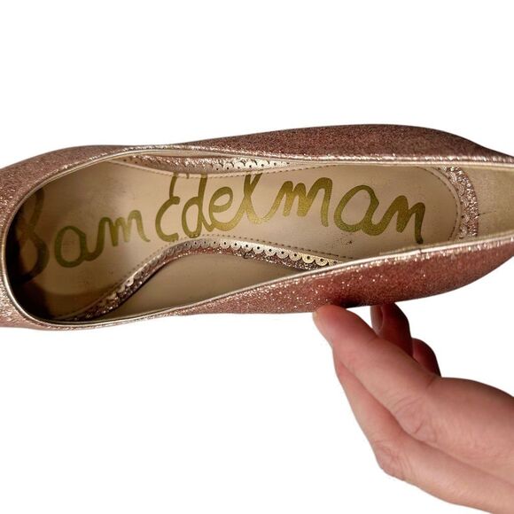 Sam Edelman Rose Gold Glittery Hazel Pumps Pointed Toe Stiletto Heels Size 7 - Picture 7 of 11